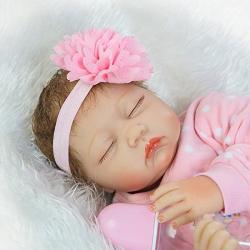 Pinky Realistic 22 Inch 55cm Soft Dolls Vinyl Silicone Handmade Reborn Baby Dolls Real Touch Lifelike Looking Newborn Baby Girl Dolls Cute Child Birthday and Xmas Gift