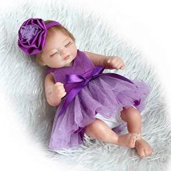 Zero Pam Handmade Newborn Baby Girl Vinyl Soft Silicone Realistic Reborn Doll Real Look … (Purple)