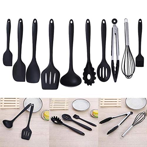 Kitchenware 10 Pcs/Set of Non - Stick Pan Kitchen Utensils Set Silicone Kitchenware Cooking Utensils Kitchen Set For Kitchen-Black