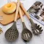 Spoon Shovel Set Wooden handle Silicone Kitchenware Set Silicone Wood Handle Kitchenware Set of 10 Nonstick Cookware Spoon Set 10 Piece Set, Kitchenware
