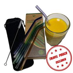 Reusable Glass Drinking Straws,Set of 6,Shatter Resistant,Non-Toxic & Hypoallergenic,Eco Friendly Straws For use with Cold & Hot Drinks,A Family Multi-Color 6 Pack That Can Replace All Plastic Straws