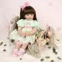 Realistic Reborn Baby Toddler Girl Doll Vinyl Green Princess Dress 24 Inches