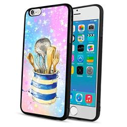 iPhone 6s Plus 6 Plus Case with Kitchenware Pattern Whimsical Design Bumper Black Soft TPU and PC Protection Anti-Slippery &Fingerprint Case for iPhone 6s Plus 6 Plus