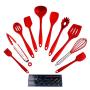 SHUNYUS Kitchen Kitchenware Stainless Steel Silicone Cookware Non-Stick Pan 10 Piece Set High Temperature Resistance Red Black