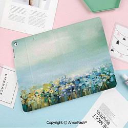 Printed Ultra Lightweight Protective Stand Cover for Samsung Galaxy Tab S2 9.7 Case,Watercolor Flower Home Decor,Aqua Impressionist Field Paint with Blooms Tranquil Concept,Soft Blue