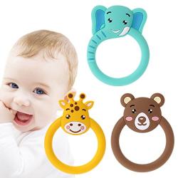 ShapeW Baby Chew Toys Teething Animal Chew Rings Baby,Infant Toddler - Soft Silicone, BPA-Free, Natural Organic (Giraffe)