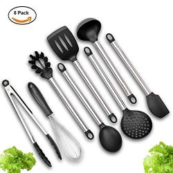 Spatula Soup Spoon Kitchenware Silicone Kitchen Cooking Utensils A Set of Pieces Premium Heat Resistant Tools,8pcs