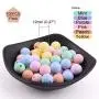 Silicone Teething Beads 12mm(0.47inch) 100PCS Stylish & Natural DIY Necklace BPA-Free Chewable Stretchy Beads Teething Accessory Teether for Baby to Chew