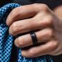 ThunderFit Mens Silicone Rings 7 Rings / 4 Rings / 1 Ring - Brushed Top Beveled Edges Rubber Wedding Bands 6.35mm Wide - 2mm Thick