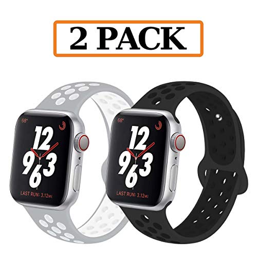 GZ GZHISY Newest Band Compatible for Apple Watch Bands 38mm 40mm 42mm 44mm, Soft Silicone Sport Band Replacement Wristband, Compatible for iWatch Apple Watch Series 4/3 2/1