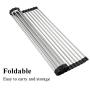 veveshop Over the Sink Multipurpose Roll-Up Dish Drying Rack Pan Bottle Food Drainer Mat for air-drying washed tableware glassware cookware bakeware and kitchenware Stainless Steel Silicone 18.50x11.4
