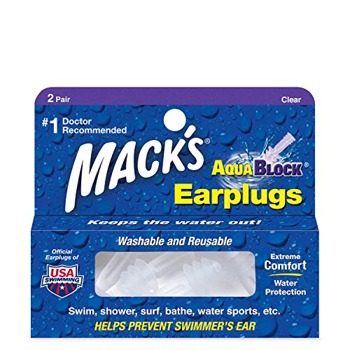 Macks AquaBlock Earplugs - Comfortable, Waterproof, Ear Plugs for Swimming, Snorkeling and Showering