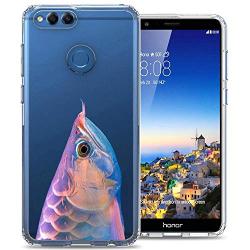 Huawei Honor 7X Case, Soft TPU Slim-Fit Flexible Ultra-Thin Clear Case, Full-Body Rugged Bumper Print Arowana Case for Huawei Honor 7X, Transparent