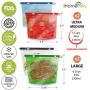 Silicone Bags Reusable Storage by HOMENERY - Reusable Silicone Food Bag with Day Dial Reminder (Set 5) | Dishwasher Safe | 100% Leakproof | Microwave & Sous Vide Cooking | Reusable Freezer Bags