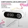 COBY Digital LED Alarm Clock Built In 10W HD Bluetooth Speakers FM Radio QI Certified Fast Wireless Charger for iPhone, Samsung and More,USB port Battery Backup Aux In, Dimmer for Bedroom, Office Desk