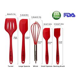 Silicone Cooking Utensils Kitchen Utensil set- Stainless Steel Silicone Kitchen Utensils Set - Silicone Utensil Set Spatula Set - Silicone Utensils Cooking Utensil Set - Kitchen Tools and Gadgets(Red)