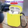 AirPods Case Cover Newest Silicone Skin Cute Full Protective Case Cover with Keychain Compatible with Apple Airpods 2 & 1 Wireless Charging Case, Airpods Accesssories (Yellow)