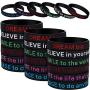 48 Pieces Silicone Bracelets Black Inspirational Silicone Wristbands Motivational Rubber Stretch Bracelets for Men Women