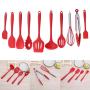 10pcs/set Non-stick Pan Kitchen Utensils Set Silicone Kitchenware Kitchen Cooking Tools Set Modern Kitchen Gadget Accessories (Red)