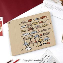Samsung Tab E 9.6 Case,Samsung Galaxy SM-560 Case,Tab E SM-T561 Cover,Kitchen Decor,Kitchenware and Utensils Appliances Ornaments Spice Rack Vintage Retro Style Design,Brown Cream