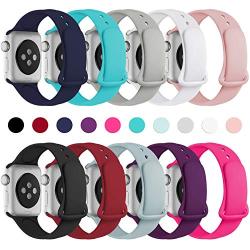 Haveda Bands Compatible with Apple Watch Band 38mm 40mm, Soft Silicone Sport Strap Wristband for Women Men with Apple Watch Series 4, Series 3, Series 2, Series 1, 10PACK, 38/40S/M