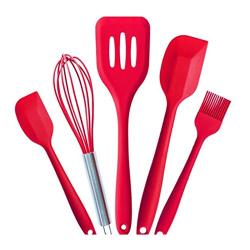 5Pcs/Set Solid Color Silicone Cookware Cooking Tools Set Durable Kitchenware Spatula Brush Egg Whisk Kitchen Utensils