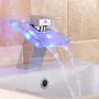 Hli-SHJHsmu LED Color Changing Waterfall Faucet Bathroom Sink Faucet Glass Mixer Tap Color Changing Waterfall Faucet Bathroom Sink Faucets