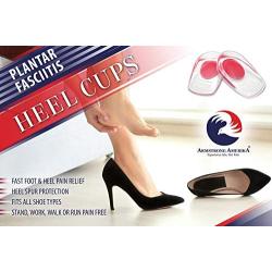 Gel Heel Cups Plantar Fasciitis Inserts - Silicone Heel Cup Pads for Bone Spurs Pain Relief Protectors of Your Sore or Bruised Feet Best Insole Gels Treatment by Armstrong Amerika (Small)