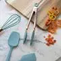 Cook With Color Set of Five Aqua and Rose Gold Silicone MINI Kitchen Utensil Set