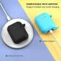 AirPods Case, Silicone Cover with U Shape Carabiner,360°Protective,Dust-Proof,Super Skin Silicone Compatible with Apple AirPods 1st/2nd (Black)