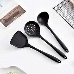 KIYYI Food Grade Safety Silicone Kitchenware Set High Temperature Anti-scalding Non-stick Pan Silicone Spoon Silicone Shovel Silicone Colander Set 3 Piece Set