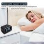 DreamSky Decent Alarm Clock Radio with FM Radio, USB Port for Charging, 1.2 Inch Blue Digit Display with Dimmer, Temperature Display, Snooze, Adjustable Alarm Volume, Sleep Timer.