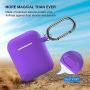 AirPods Case, Silicone Cover with U Shape Carabiner,360°Protective,Dust-Proof,Super Skin Silicone Compatible with Apple AirPods 1st/2nd (Purple)