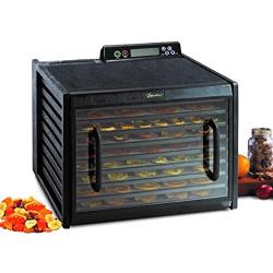 Excalibur 3948CDB 9-Tray Electric Food Dehydrator Clear Door for Viewing Progress Adjustable Thermostat 48-hour Timer Automatic Shut Off 15 Square Feet of Drying Space Made in USA, 9-Tray, Black