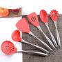 Xiaoais shop Stainless Steel Silicone kitchenware, Non-Stick Pot high Temperature Spatula Spoon, Cooking Spoon Shovel Set