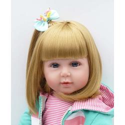 iCradle Lovely Handmade Soft Silicone Reborn Baby Girl Doll 22 Inch 55cm Realistic Looking Newborn Vinyl Dolls Toddler Toy for Kid Xmas Gift Golden Hair