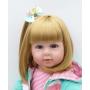 iCradle Lovely Handmade Soft Silicone Reborn Baby Girl Doll 22 Inch 55cm Realistic Looking Newborn Vinyl Dolls Toddler Toy for Kid Xmas Gift Golden Hair