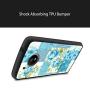 Moto E4 Case, Blue Flower Shock-Absorption TPU Rubber Bumper Moto E4 Case, Ultra Thin Slim Protective Cover for Moto E4-Black