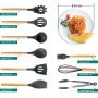 Silicone Cookware Set, 11 Non-Stick Heat-Resistant Silicone Kitchenware, Wooden Handles, Best Kitchen Tool Gadgets, Suitable for Cooking