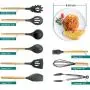 Silicone Cookware Set, 11 Non-Stick Heat-Resistant Silicone Kitchenware, Wooden Handles, Best Kitchen Tool Gadgets, Suitable for Cooking
