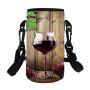 Modern Stylish Bottle Sleeve,Wine Glass Grapes Rustic Wood Kitchenware Home and Cafe Interior Art Design Decorative for Bottle & Vacuum Cup,3.1L x 3.1W x 7.4H