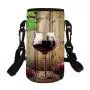Modern Stylish Bottle Sleeve,Wine Glass Grapes Rustic Wood Kitchenware Home and Cafe Interior Art Design Decorative for Bottle & Vacuum Cup,3.1L x 3.1W x 7.4H