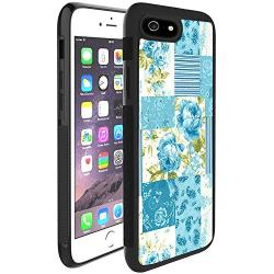 iPhone 6s 6 Case, Blue Flower Shock-Absorption TPU Rubber Bumper iPhone 6s 6 Case, Ultra Thin Slim Protective Cover for iPhone 6s 6-Black