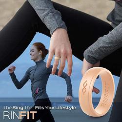 Rinfit Silicone Wedding Rings for Women 3 or 6 Ring Pack - Designed, Rubber Rings. Unique Set of Thin and Stackable Wedding Bands for Women. U.S. Design Patent Pending