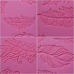 AK ART KITCHENWARE Feather Silicone Cake Lace Mat for Decorating Cake Molds Cupcake Decorations Cookie Tools Pink BLM-28