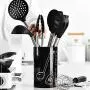 9Pcs Stainless Steel Kitchen Utensils set Tube Handle Silicone Pot Shovel Food Clip Kitchenware Accessories Cooking Utensil Set,black
