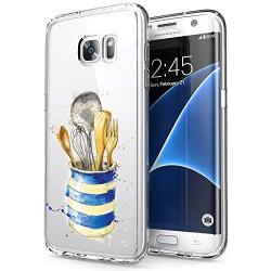 Samsung Galaxy S7 Edge Case, Soft TPU Slim-Fit Flexible Ultra-Thin Clear Case, Full-Body Rugged Bumper Print Kitchenware Case for Samsung Galaxy S7 Edge, Transparent