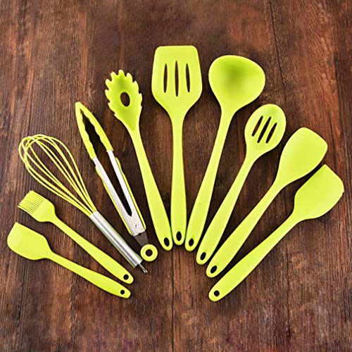 10-Piece Set of Silicone Cookware Set, Non-Stick Cooker Set, Multiple Colors are Available (Green)