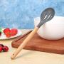Runshiwan Wood Handle Silicone Kitchenware Non-stick Cook Utensils (Leakage Spoon)