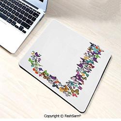 Non-Slip Rubber Mouse Pads Alphabet and Nature Tropical Biological Monarch Collection of Wings Typeset ABC Decorative for Computers Laptop Office(W9.85xL11.8)